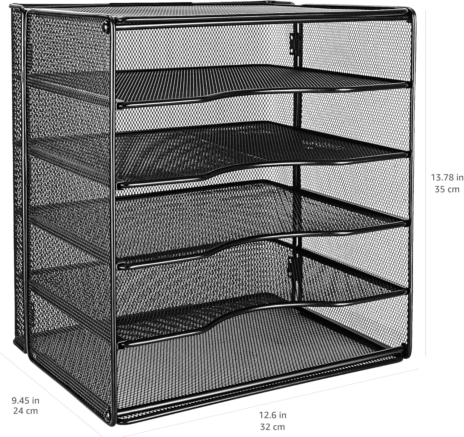 5 Slot Desk Rectangular Organizer Tray, Black, 13.6 X 9.5 X 12.8 Inch