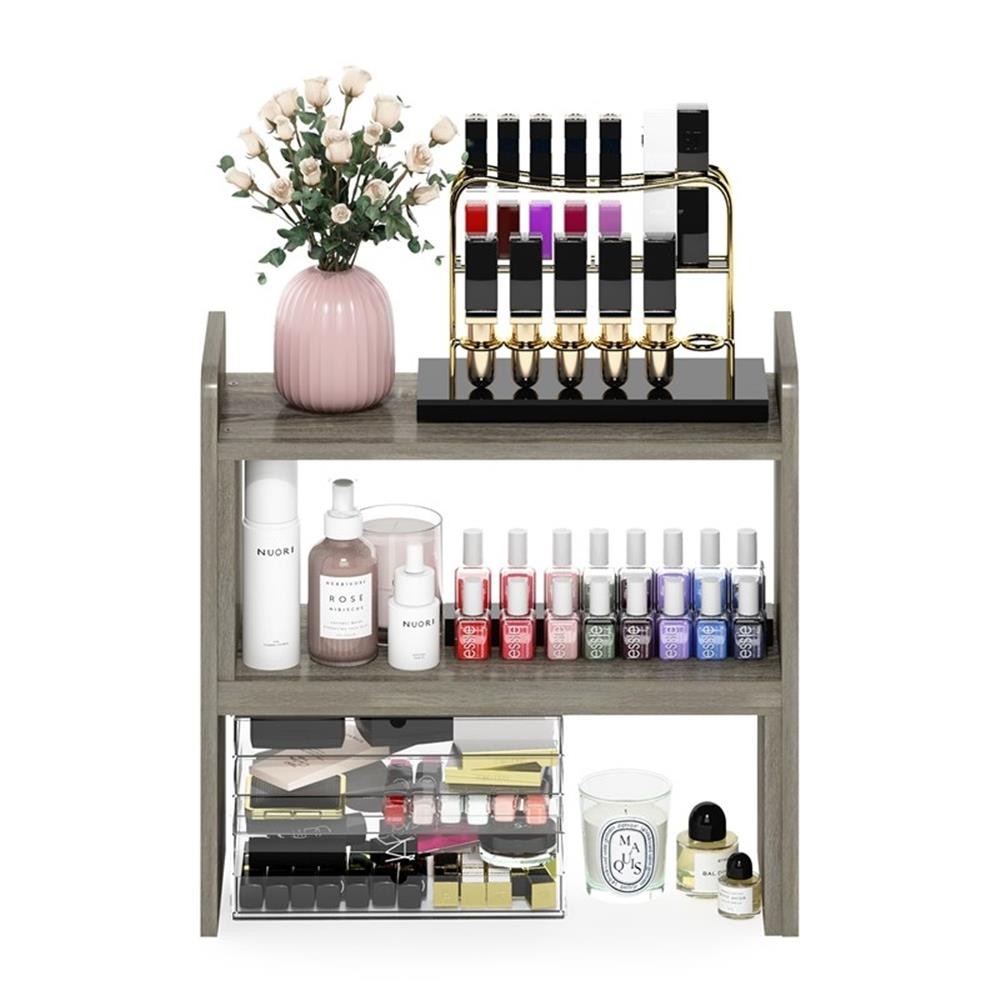 Pemberly Row Classic Desk Top Organizer Bookshelf in French Oak