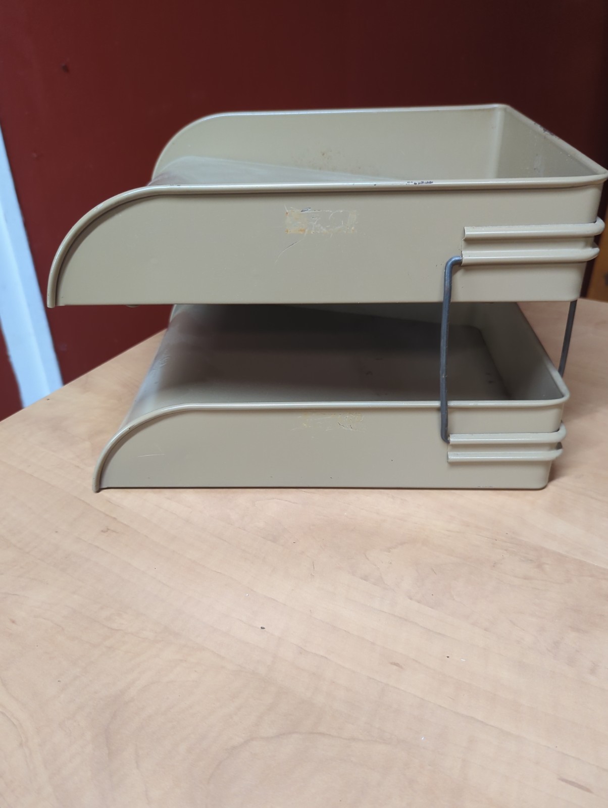VTG Mid Century Modern Globe Wernicke GW Systems Steel Paper Tray Desk Organizer