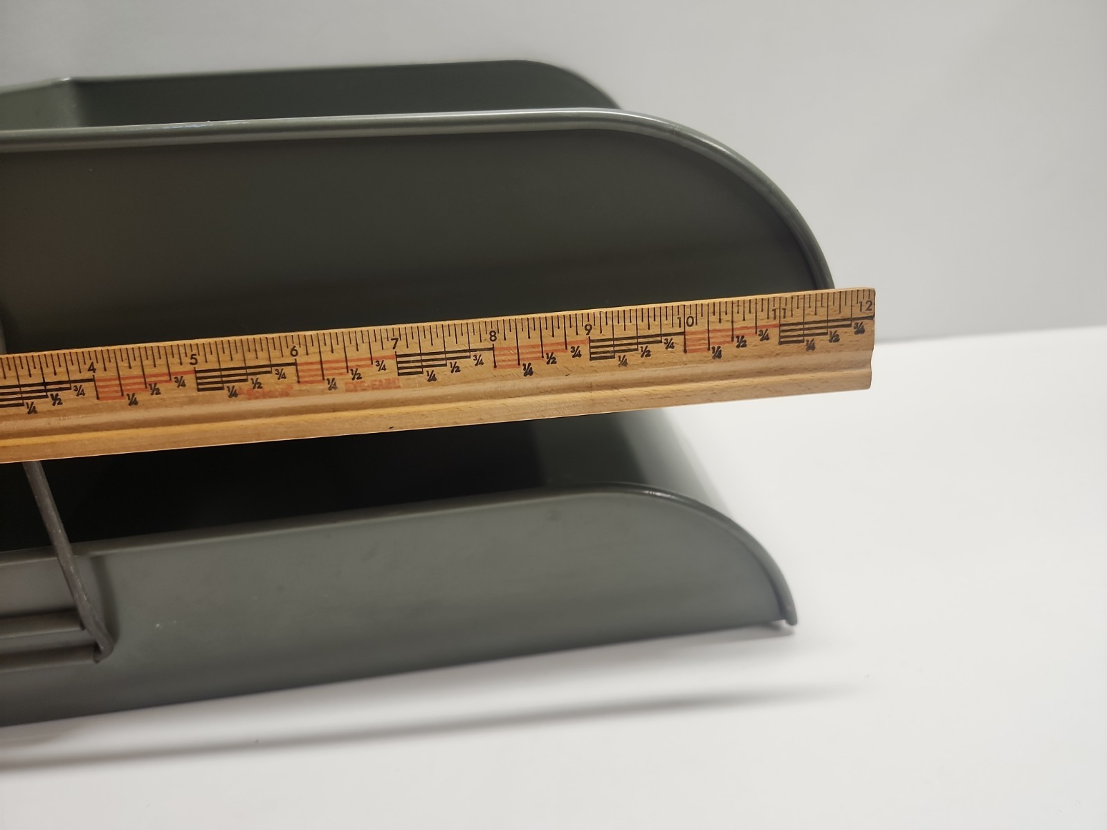 Vintage Globe-Wernicke 2 Tier Metal Paper Tray File Organizer Mid-Century Grey