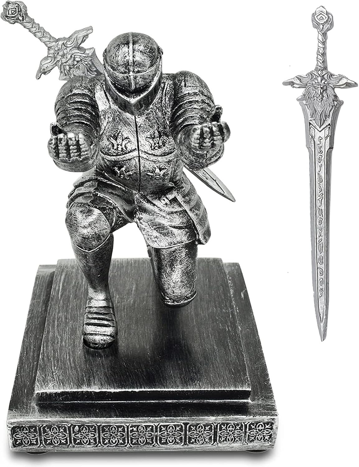 Knight Pen Holder,Knights Pen Stand with Magnet Sword,Executive Pen Stand,Resin