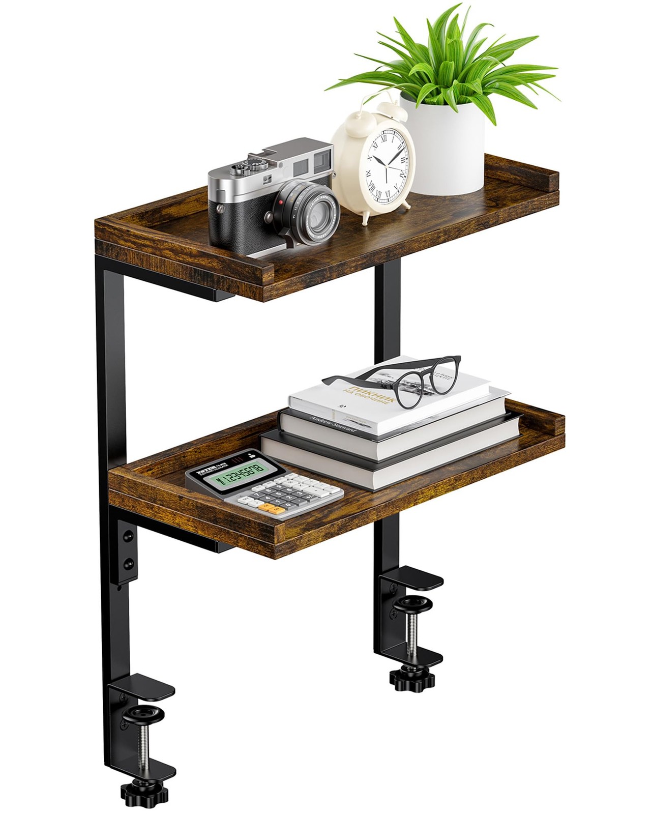 ART-GIFTREE Clamp On 12.5 X 6.85 X 16.85 Inches, 2-tier Inches Brown