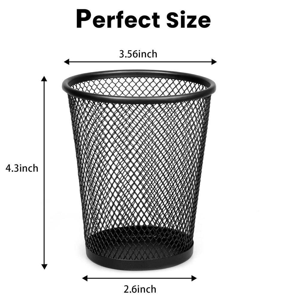 6 Pack Black Mesh Metal Pencil Holder Rustproof Spray Paint Smooth Edges Office