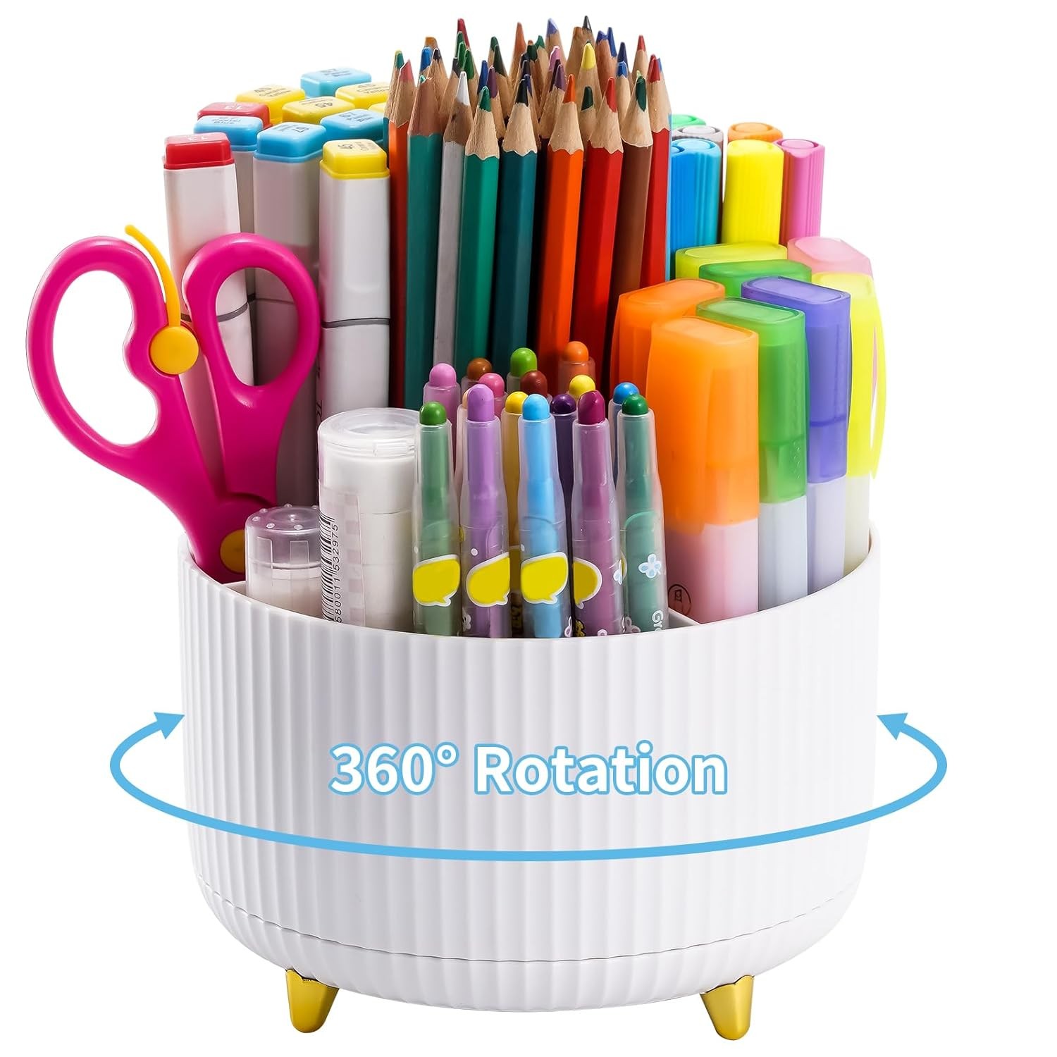 Marbrasse Desk Organizer 360 Rotating Pen Holder Office Storage Accessories