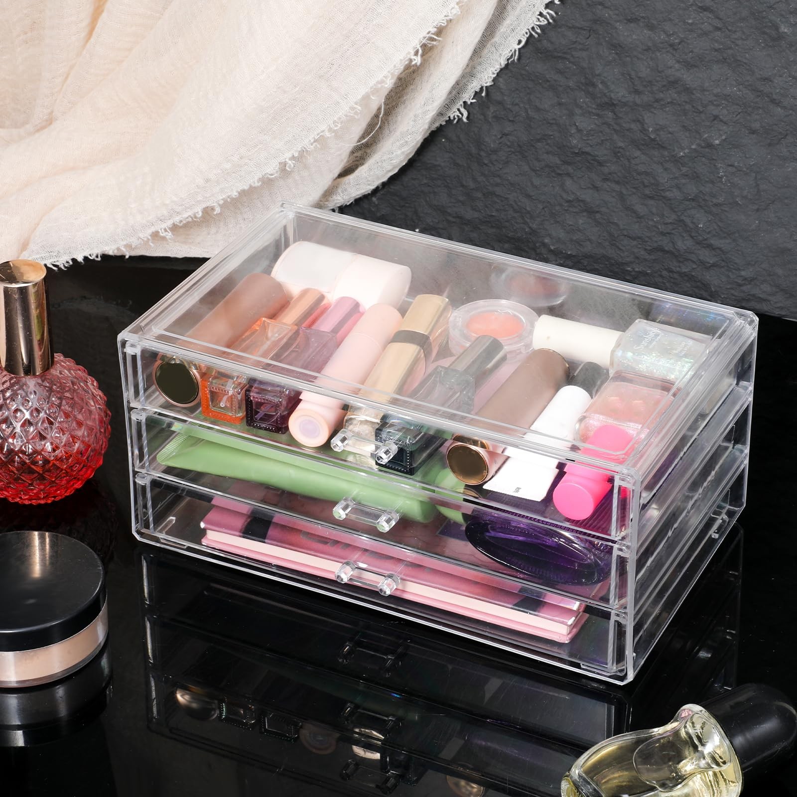 1 Pc Acrylic Storage Drawers, 9.3 X 5.3 X 4 x x 4 inches, Transparent