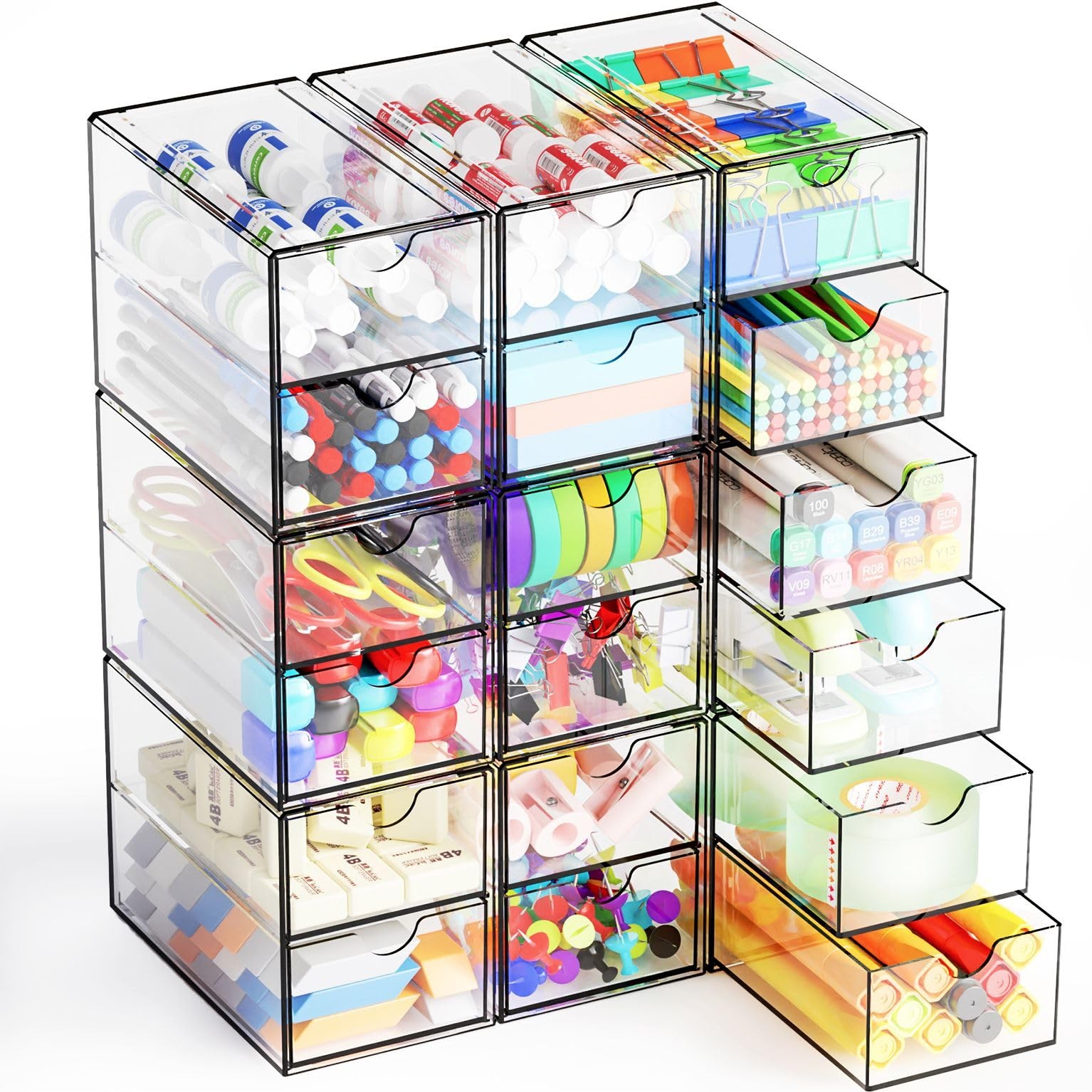 Clear Acrylic Drawer Organizers 9 Pack 18 Small Storage Bins Desk Craft