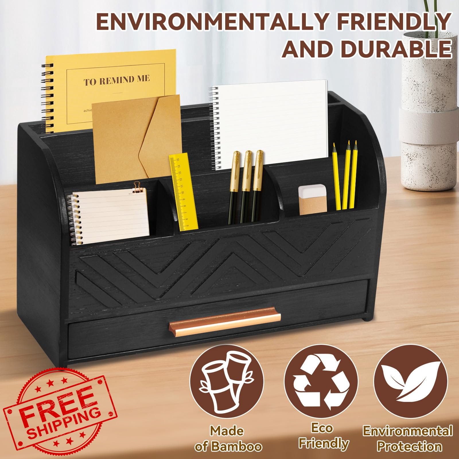 Charmewooden Black Desktop Organizer Drawer