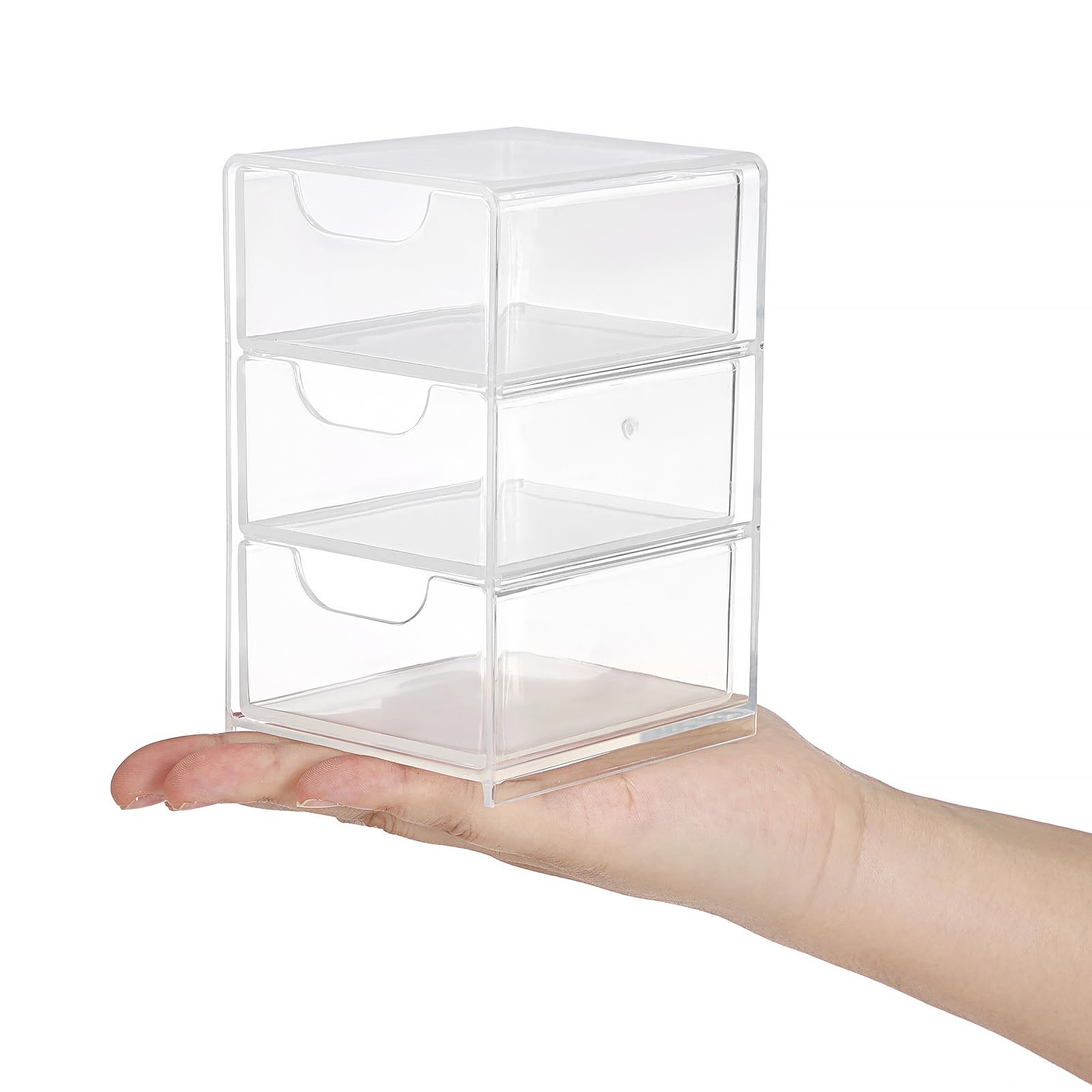 Hipiwe Acrylic Drawer Organizer Qtip Holder for Cotton Pad 1 Pack, Clear