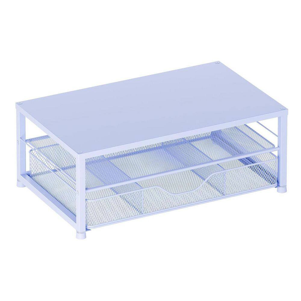 Blue 15.5 In. X 6.3 In. Metal Modern Desk Organizers with Drawer and 2 Pen Holde