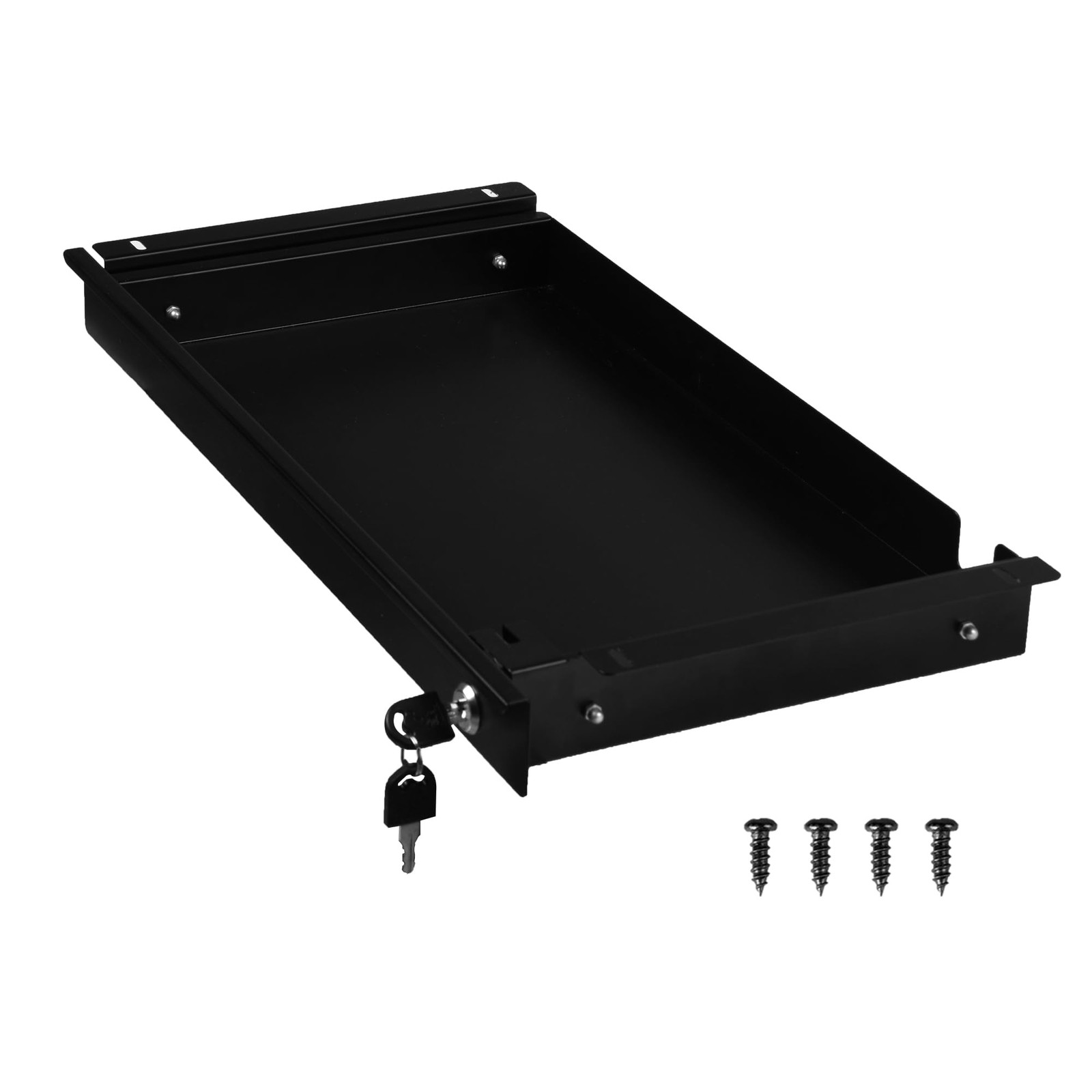 Frassie 17 Inch Under Desk Pull-Out Drawer with Lock Office Mounted Black