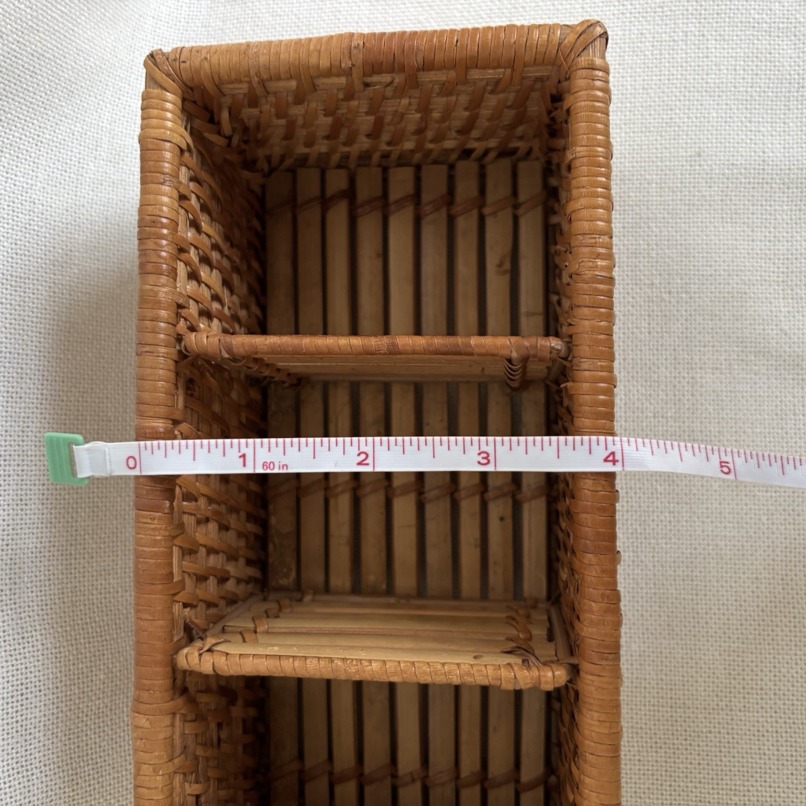 Vintage Woven Rattan Desk Caddy Utensil Holder Organizer