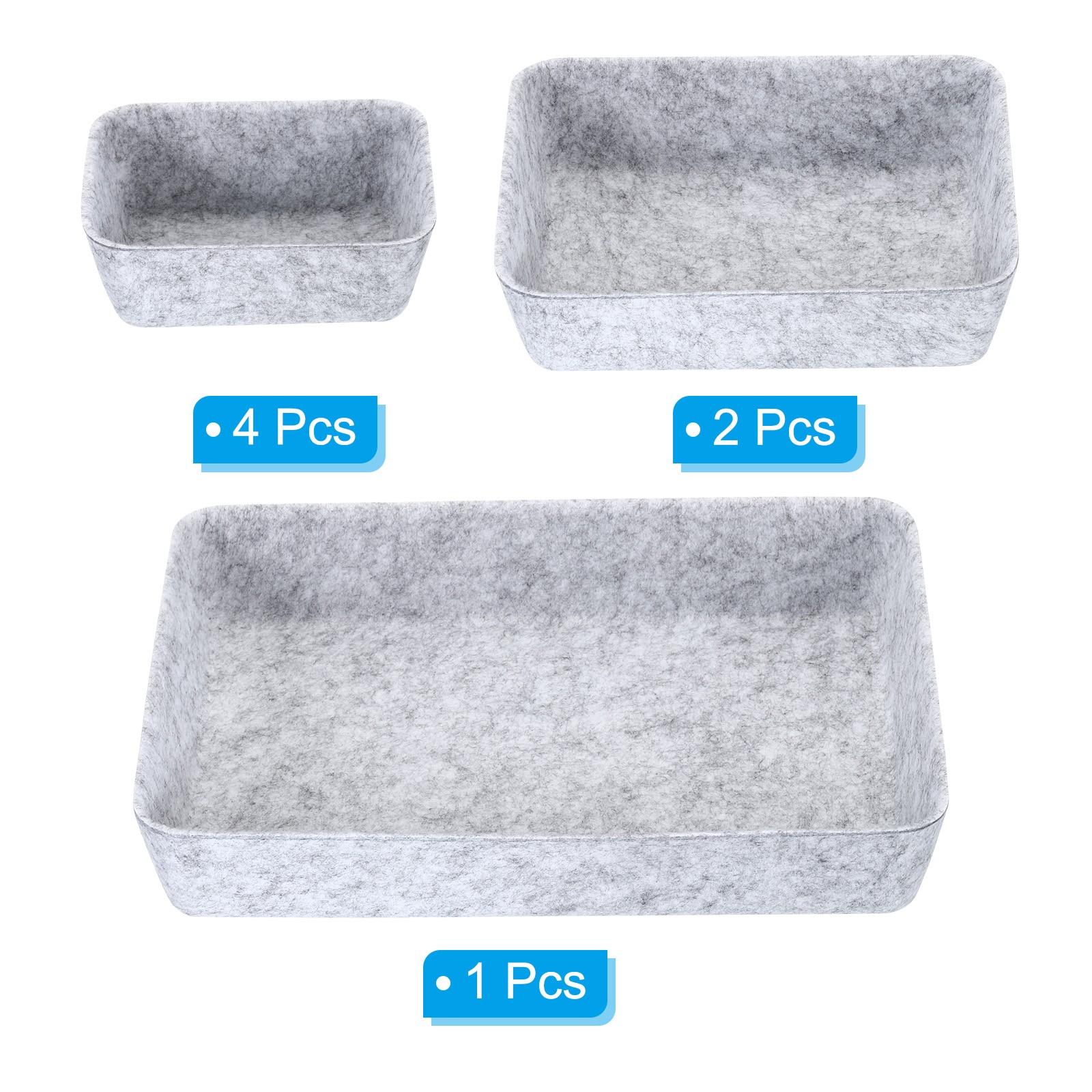 7X Felt Drawer Organizer Desk Drawers Organizers Tray, Light Gray