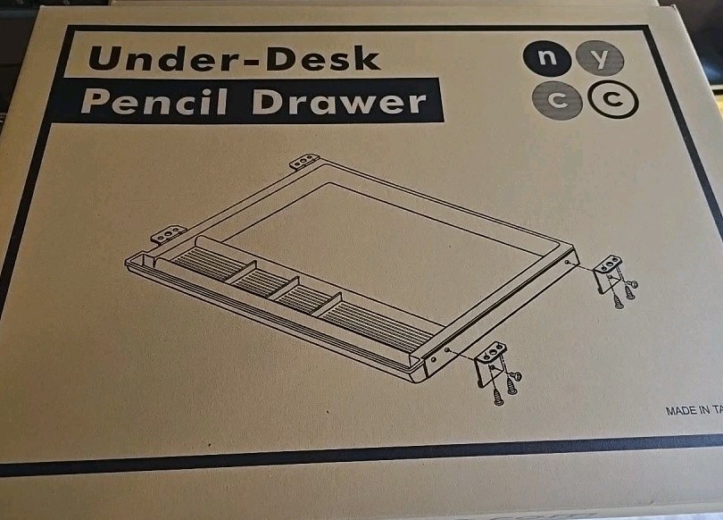 NYCCO Under-Desk Pencil Drawer Black Plastic Metal with Mounting Hardware