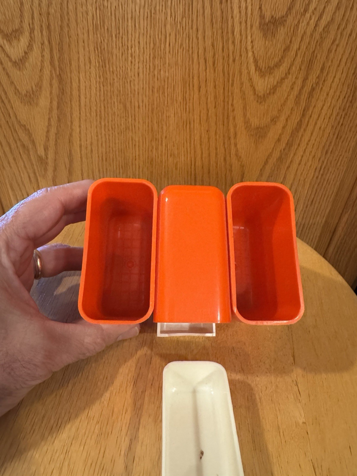 Vintage MCM HOF Desk Organizer Space Age Pencil Holders Orange Plastic