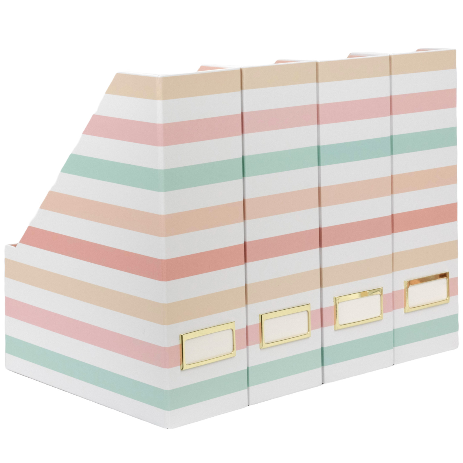 Foldable Magazine Holders in Pastel Stripes-Cardboard Vertical Organizer