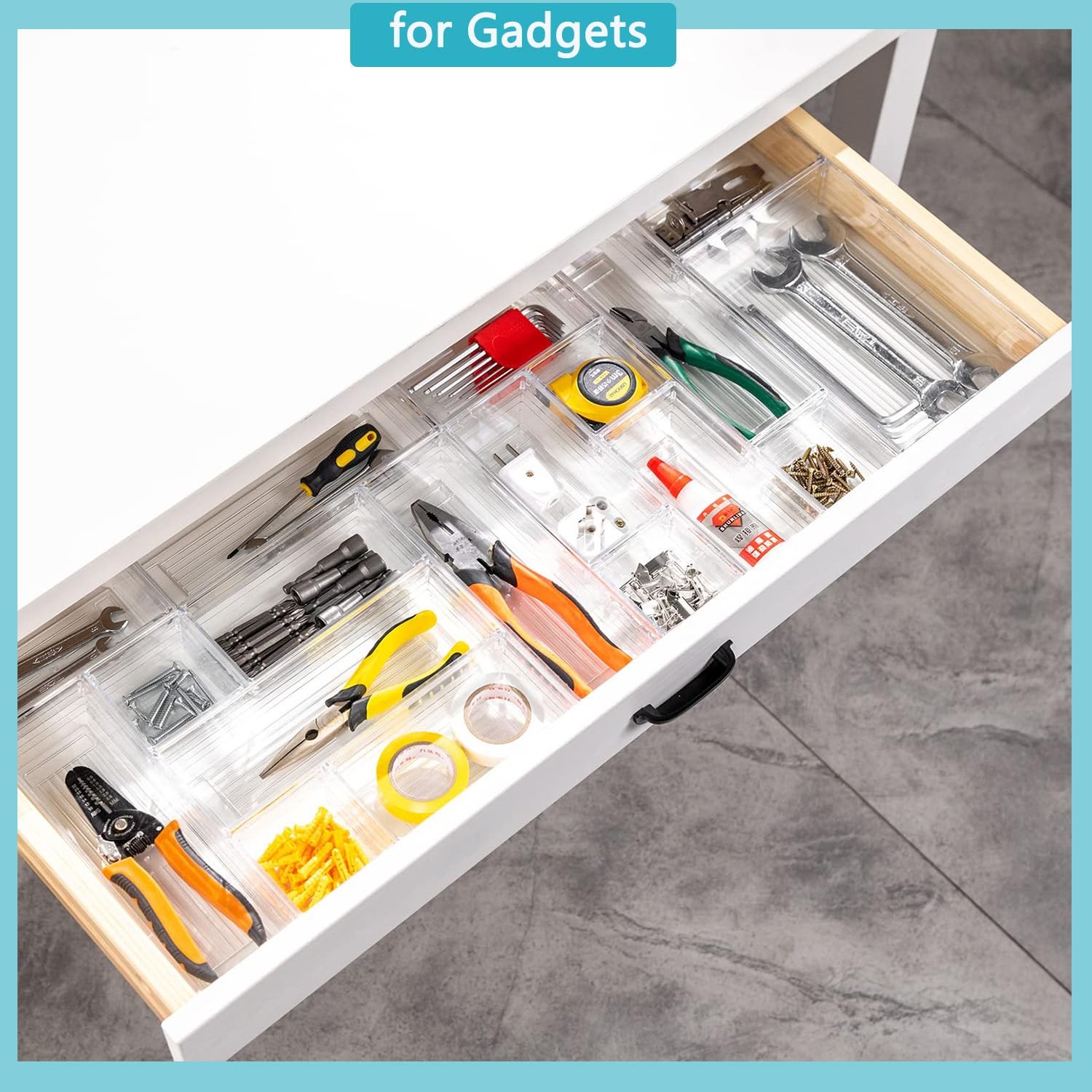 44 PCS Clear Drawer Organizers Set, 4 Size Versatile Bathroom and Vanity Orga…