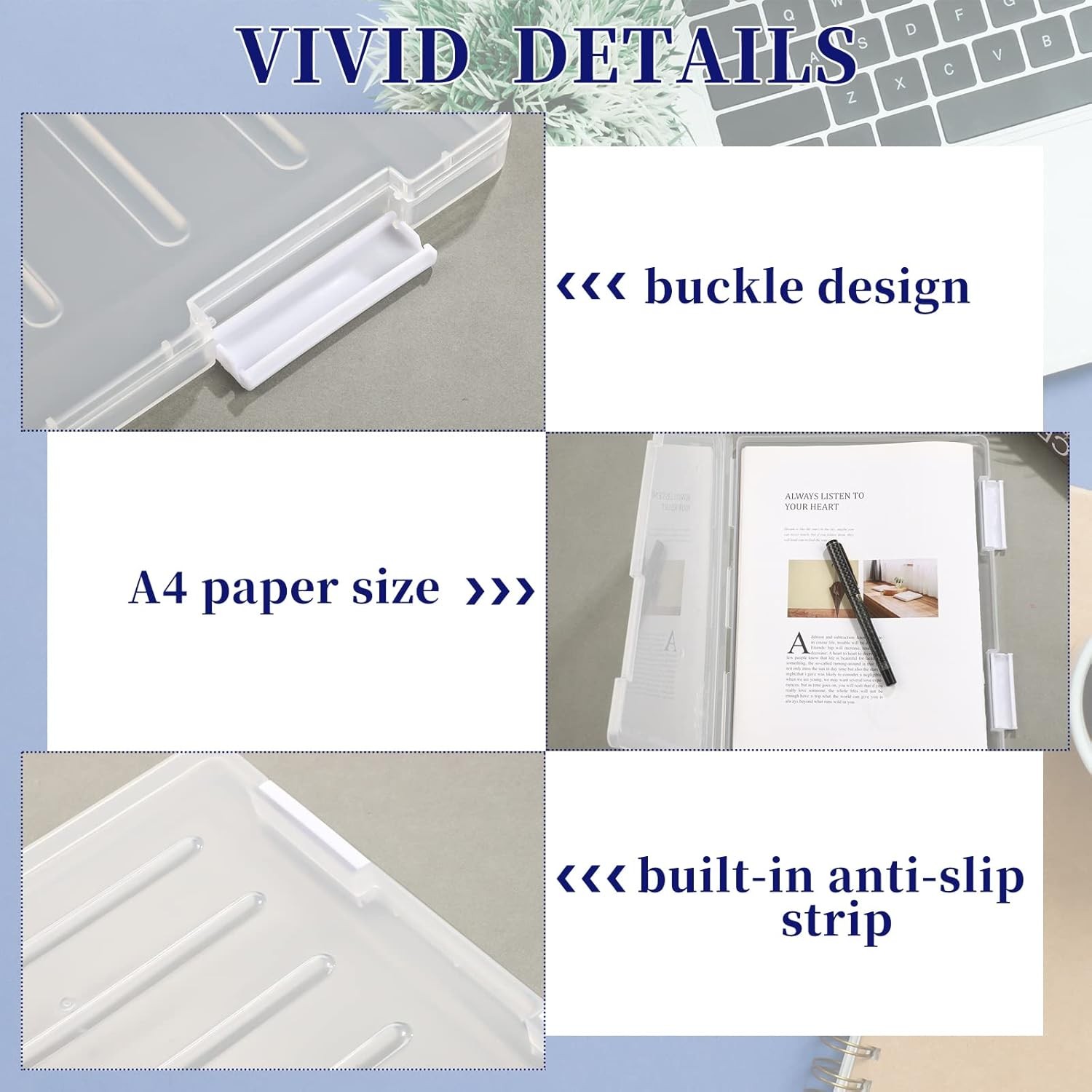 4 Pcs Magazine Protector A4 File Paper Storage Box Clear Portable Transparent