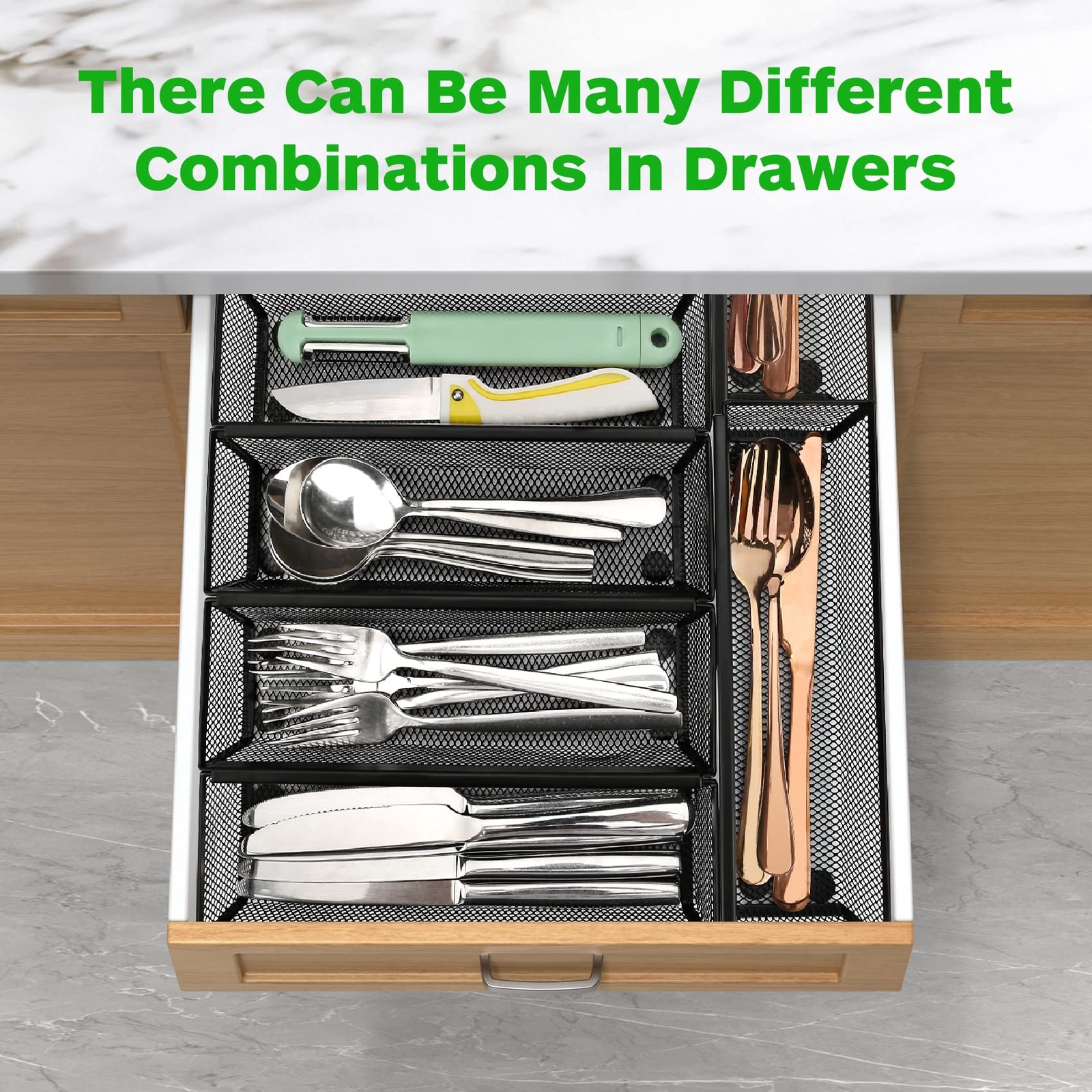 Smgmg Silverware Drawer Organizer, 9.6 * 3 * 2 Inches, Black