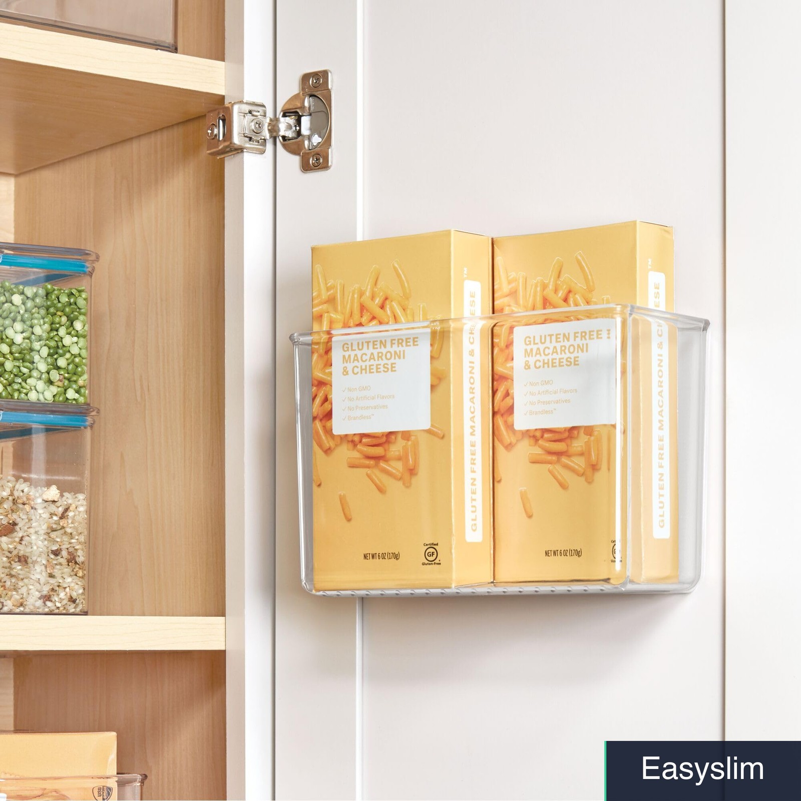 Self-Adhesive Wall Organizer Bins, Set of 2, Clear Plastic, 3.05×5.88×5