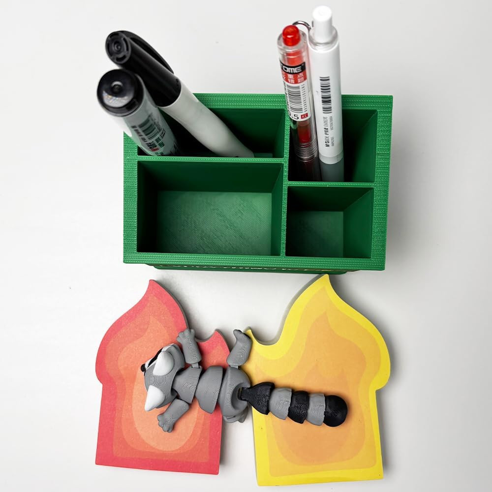 Funny Garbage Can Fire Pen Holder 300 Sticky Notes Cute Desk Organizer Office