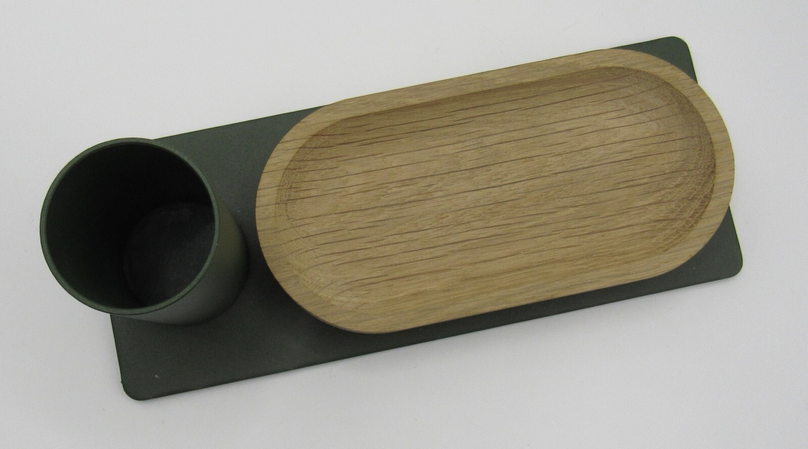 Most Modest powder coated steel/wood desk organizer pen holder dish green metal