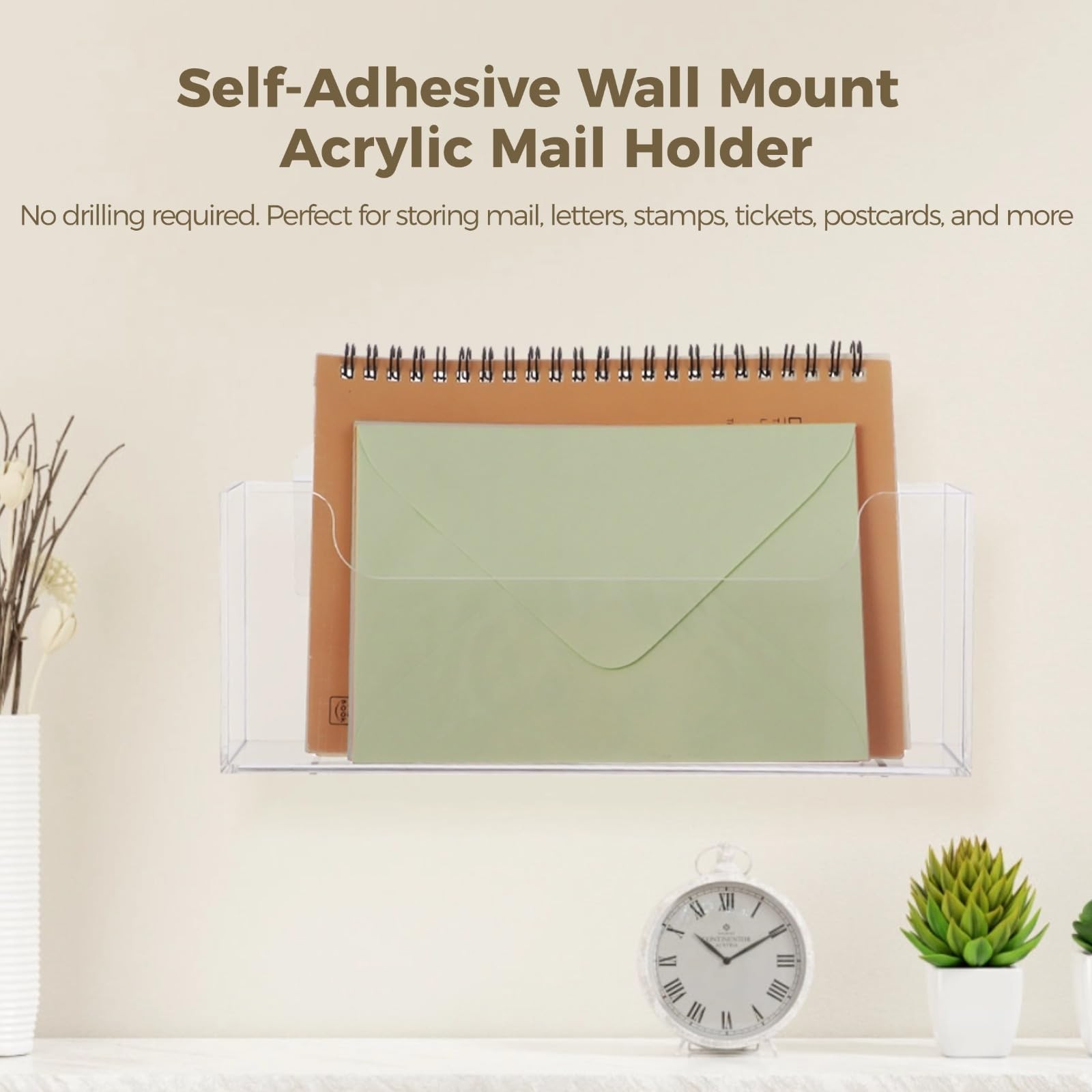 Clear Acrylic Mail Holder for Desk Wall Mount Modern Countertop Organizer