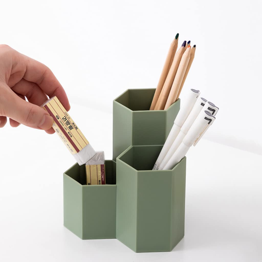 Green Triangular Pen Holder Desk Organizer Pencil Cup Office School Home