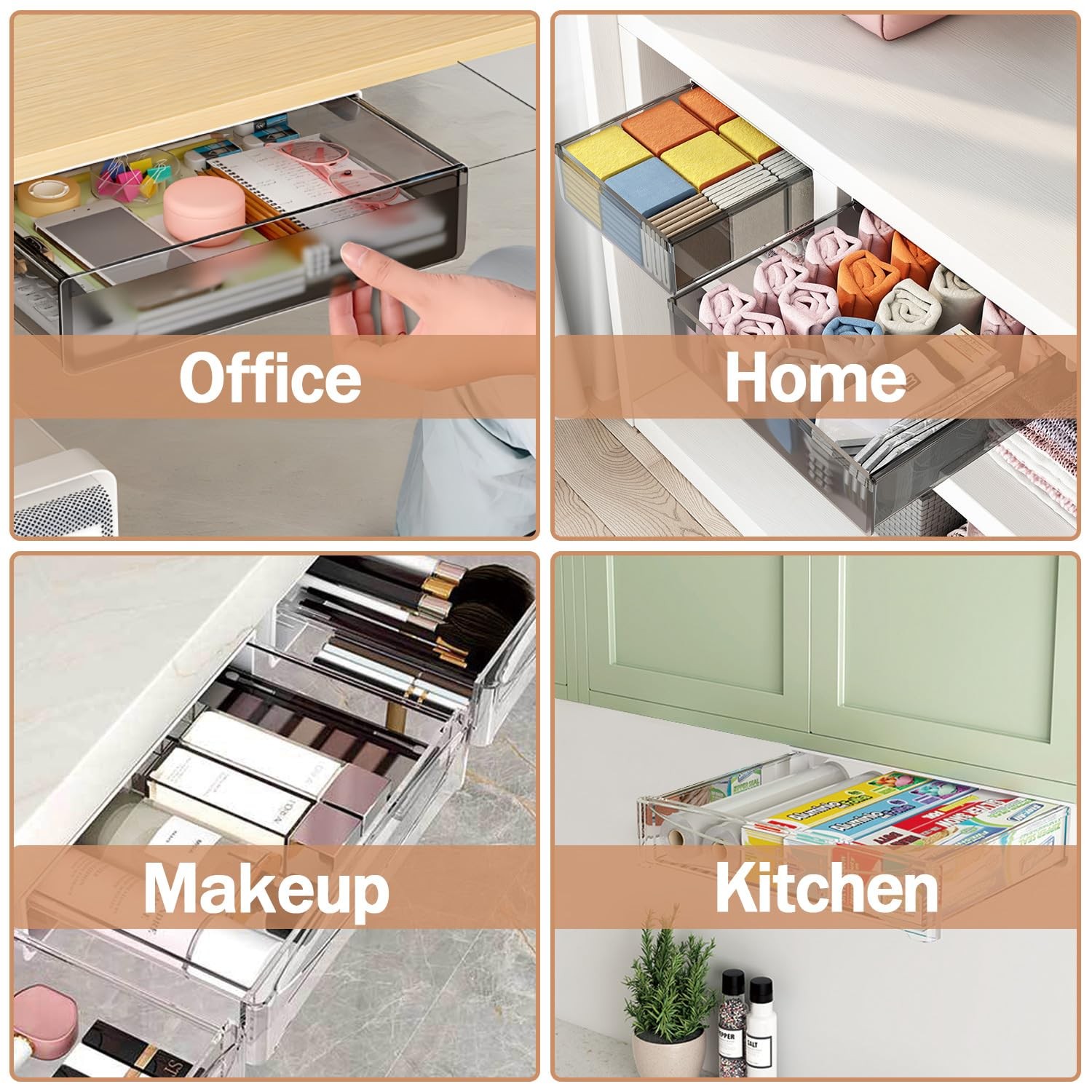 SVNNELP Under Desk Table Drawer Storage Organizer,3 Pack Large & Medium & Sma…