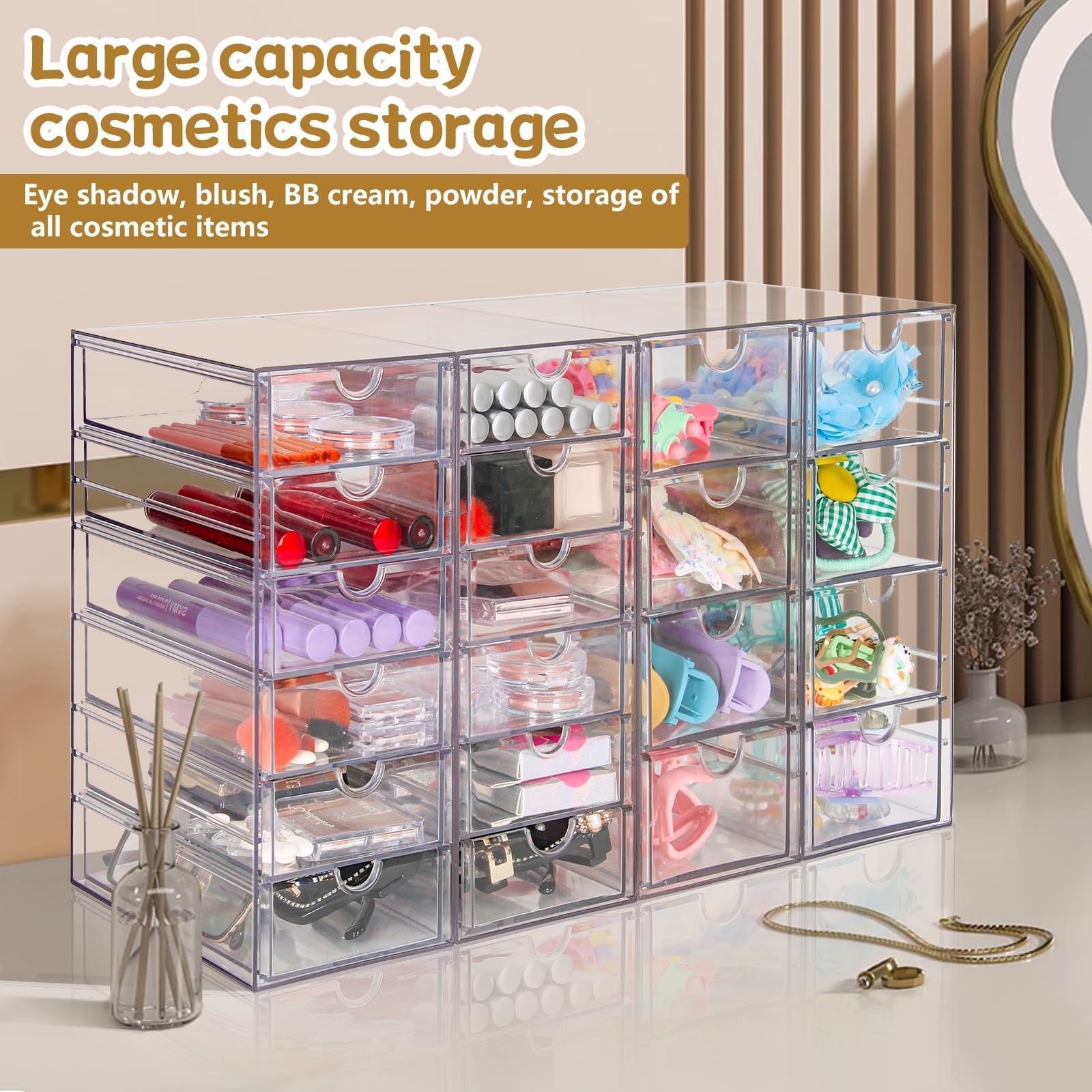 Acrylic Drawer Organizer, 20 Drawers, Clear Desktop Storage for Office & Craft
