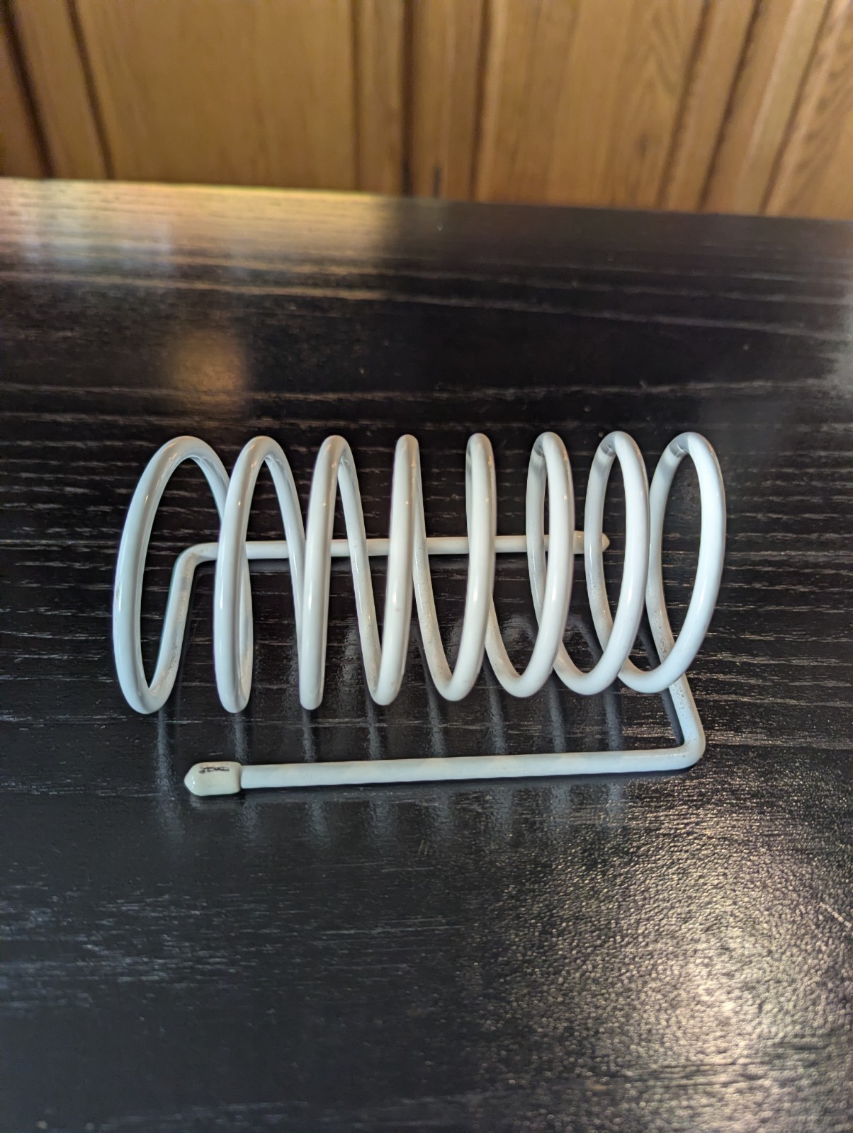 Vintage White Rubber Coated Wire Spring Shaped Desktop Organizer Used Good