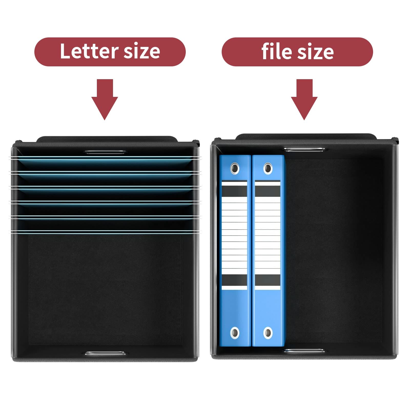 Huolewa File Organizer Box with Lid, 1 pack – without folders, Dark Red
