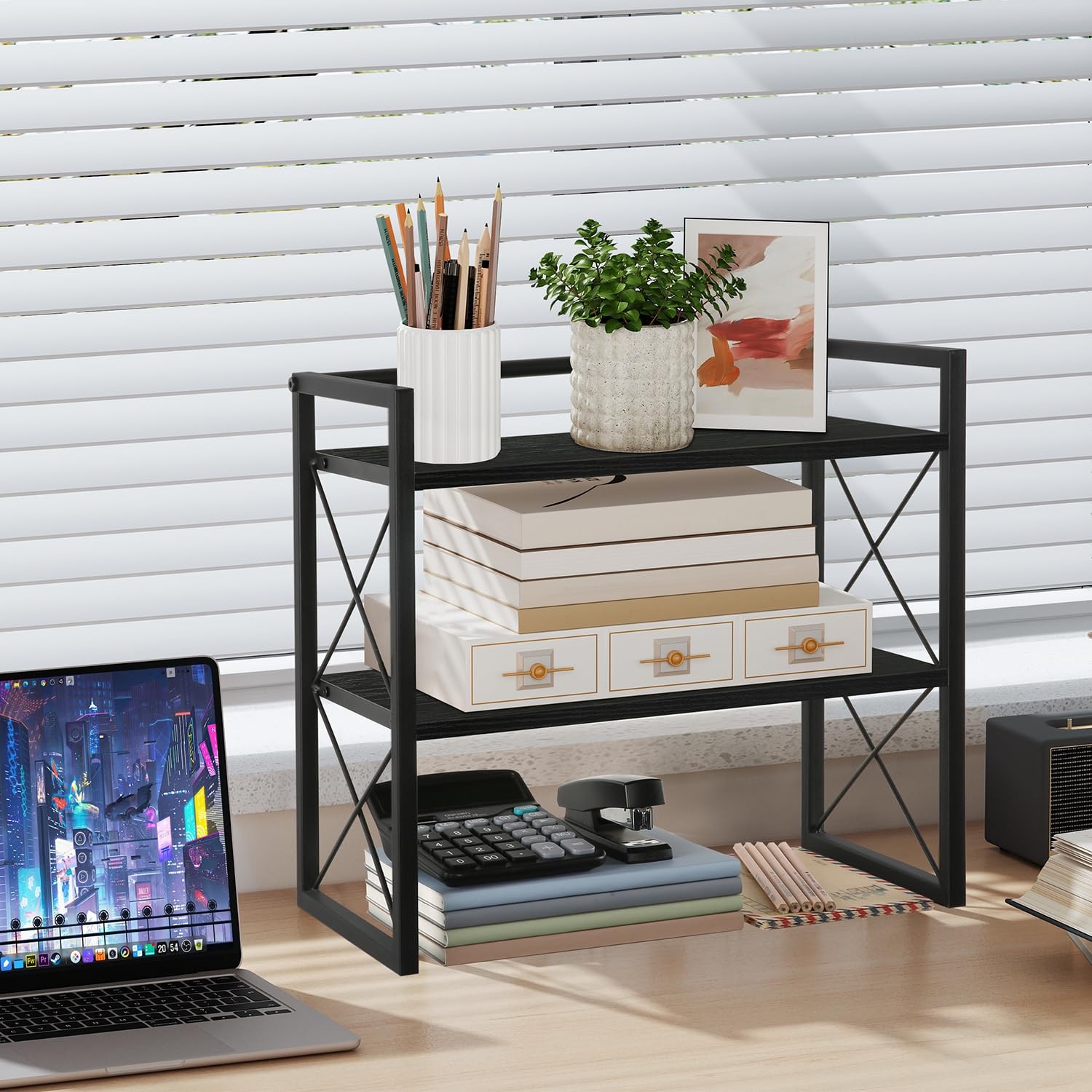 YINMIT Desktop Shelf 15.74 inches x 7.87 x 14.56 inches, Black