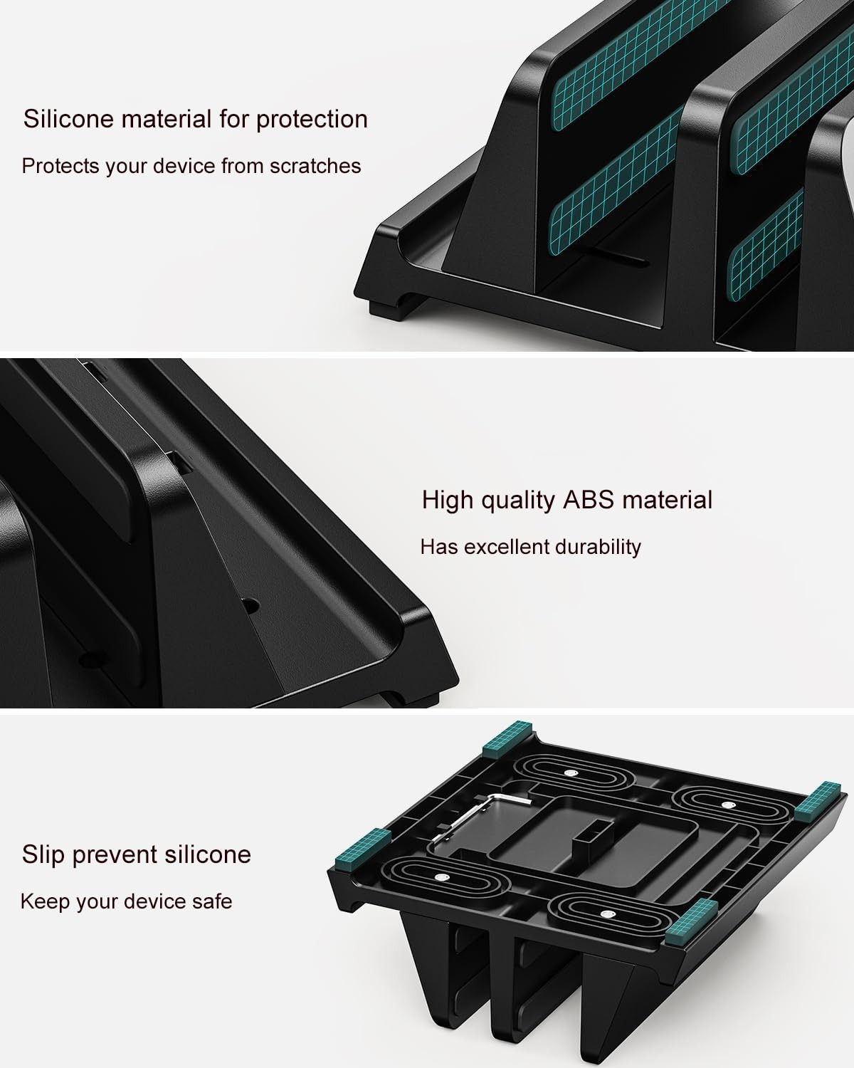 DC DREWCHAN Vertical Laptop Stand for Desk, Dual Slots Plastic Black