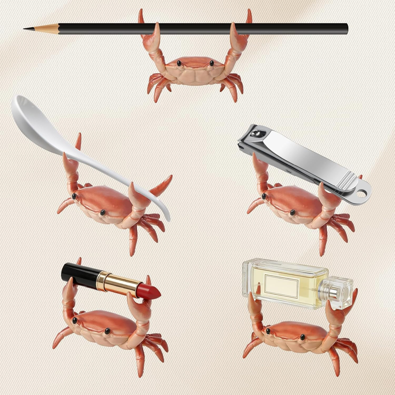 2 Pack Desk Crab Pen Holder, Creative Weightlifting Crab Pencil Stand Holder, De