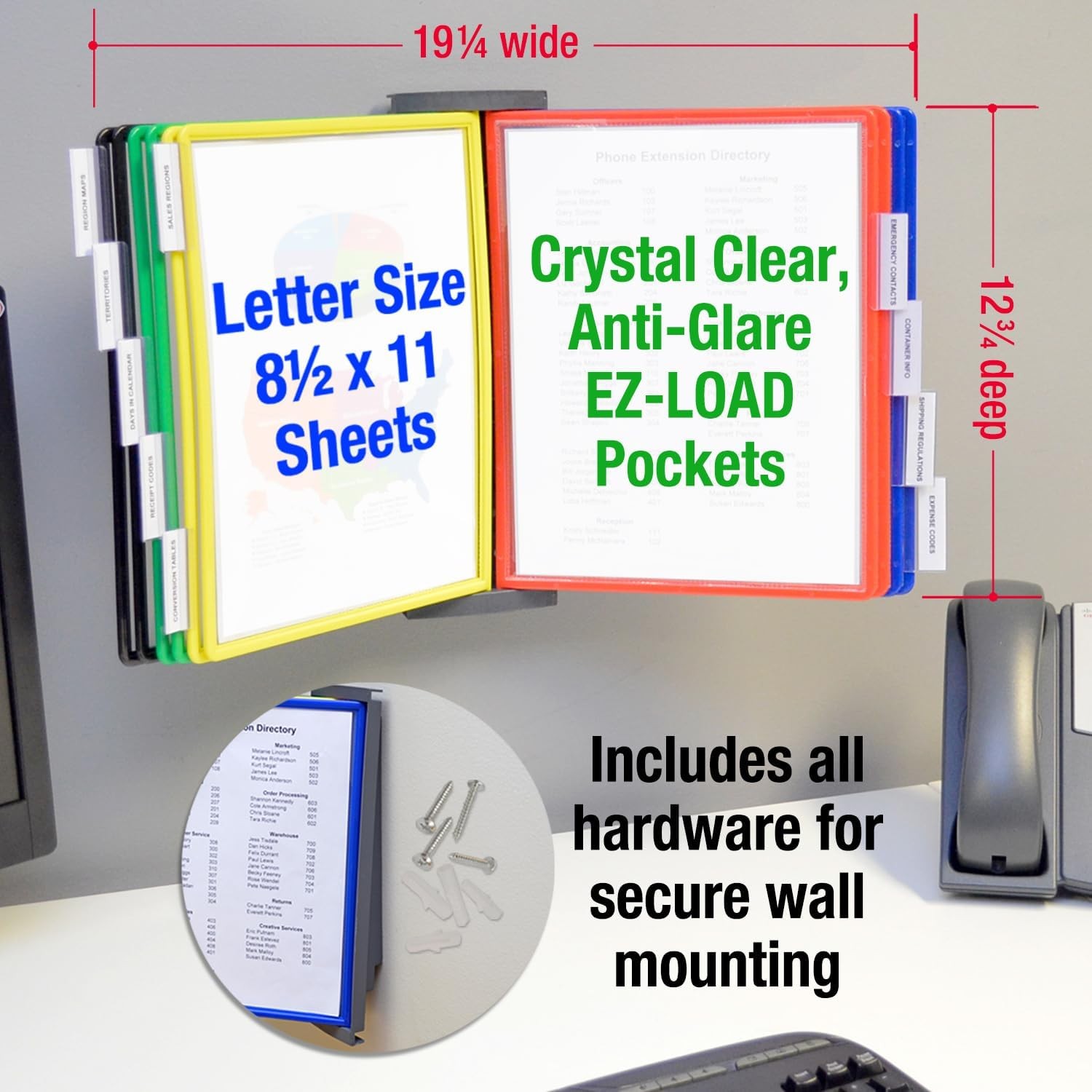 Ultimate Office AdjustaView FastFind 10-Pocket Wall Mounted Reference Display Or