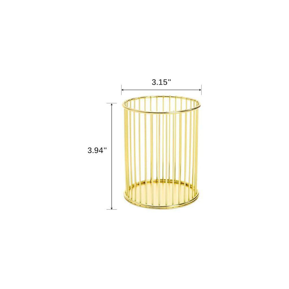 4-Pack Golden Wire Metal Pencil Cup Cylindrical Desktop Organizer Pen Holder Mak