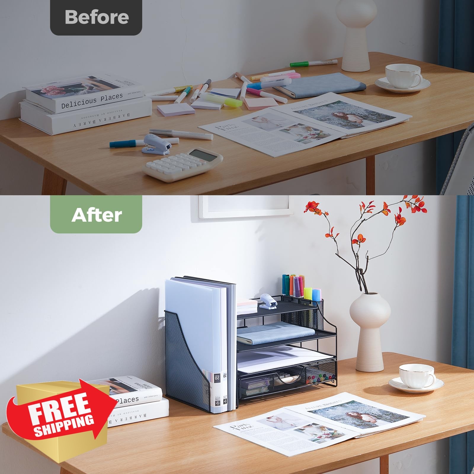ICOHOT Desk Organizer 4 Tier Tray Drawer