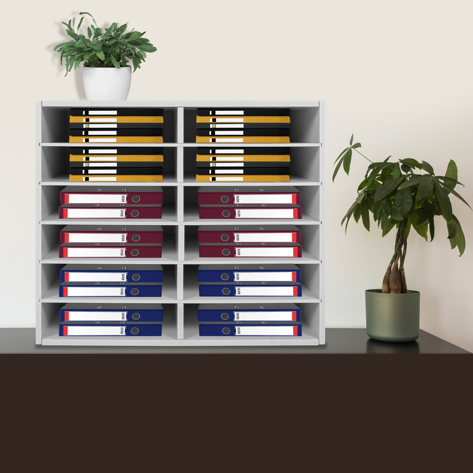 Desktop Literature Organizer File Sorter Paper Storage Holder 12 Compartments