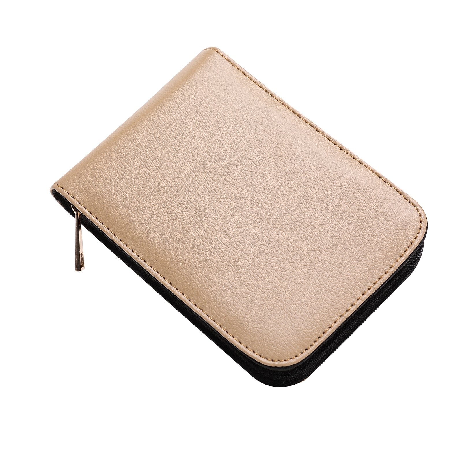 PU Leather Fountain Pen Case Roller Ball Pen Dispaly Holder Bag Pouch Beige 12