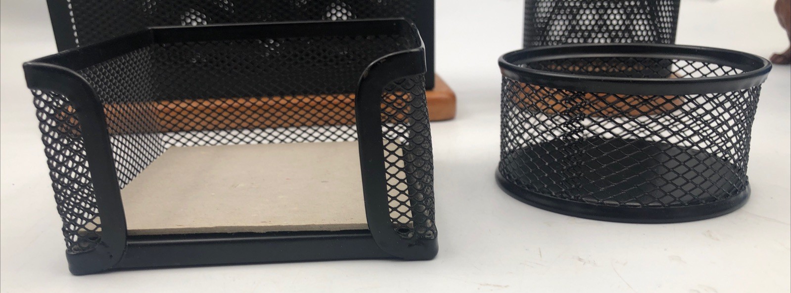 Set Of 4 Metal/Wooden Eldon Desk Organizers Letter/Envelope Holder Pen Cup