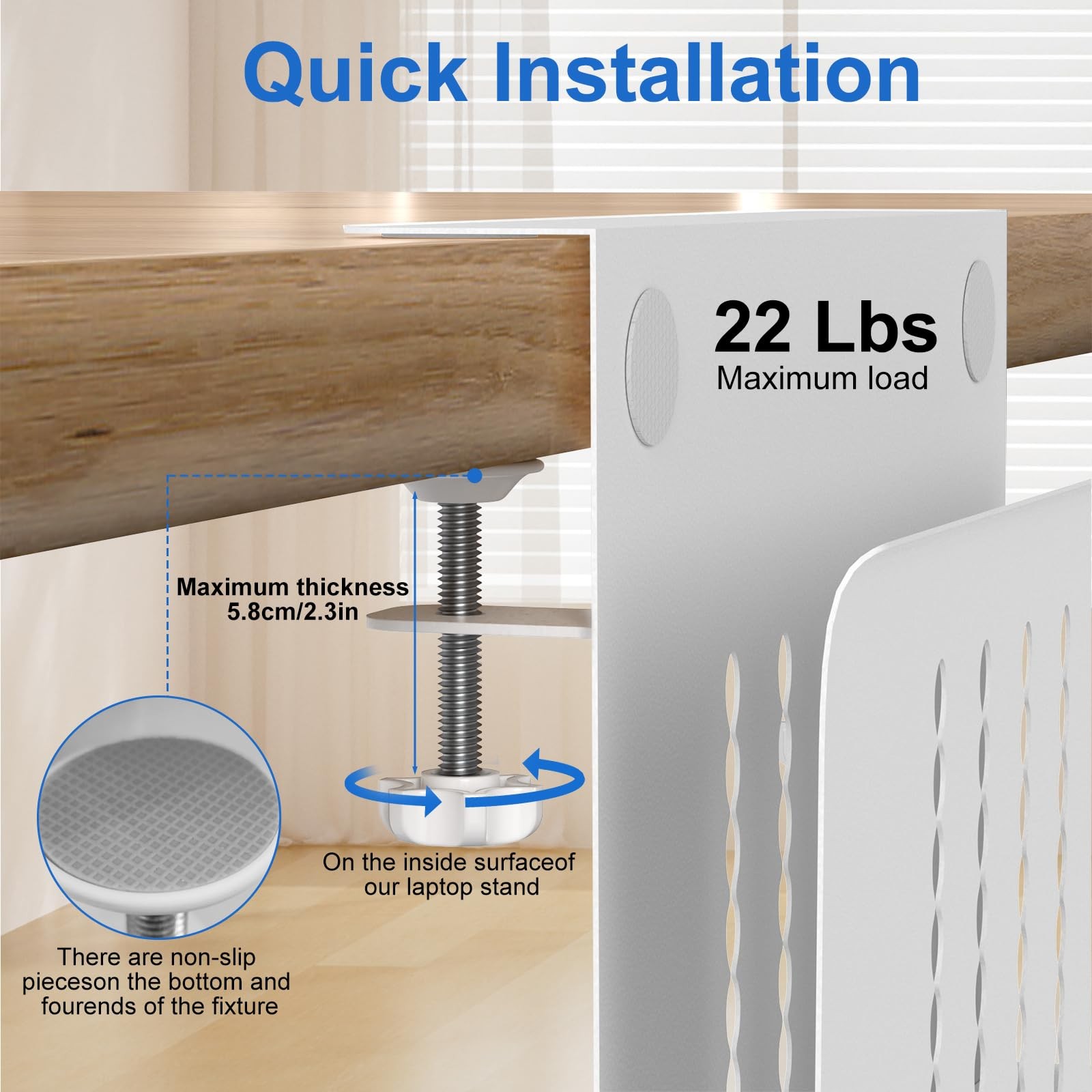 HAMOPY Desk Side Storage, Single-Layer Steel Hanging Single(1 Tier), White
