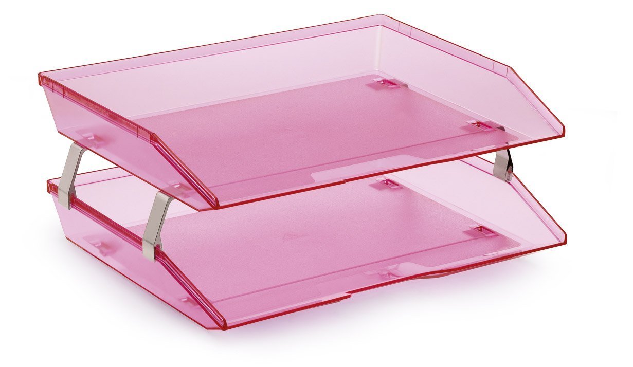 Acrimet Facility 2 Tiers Double Letter Tray (Clear Pink Color)