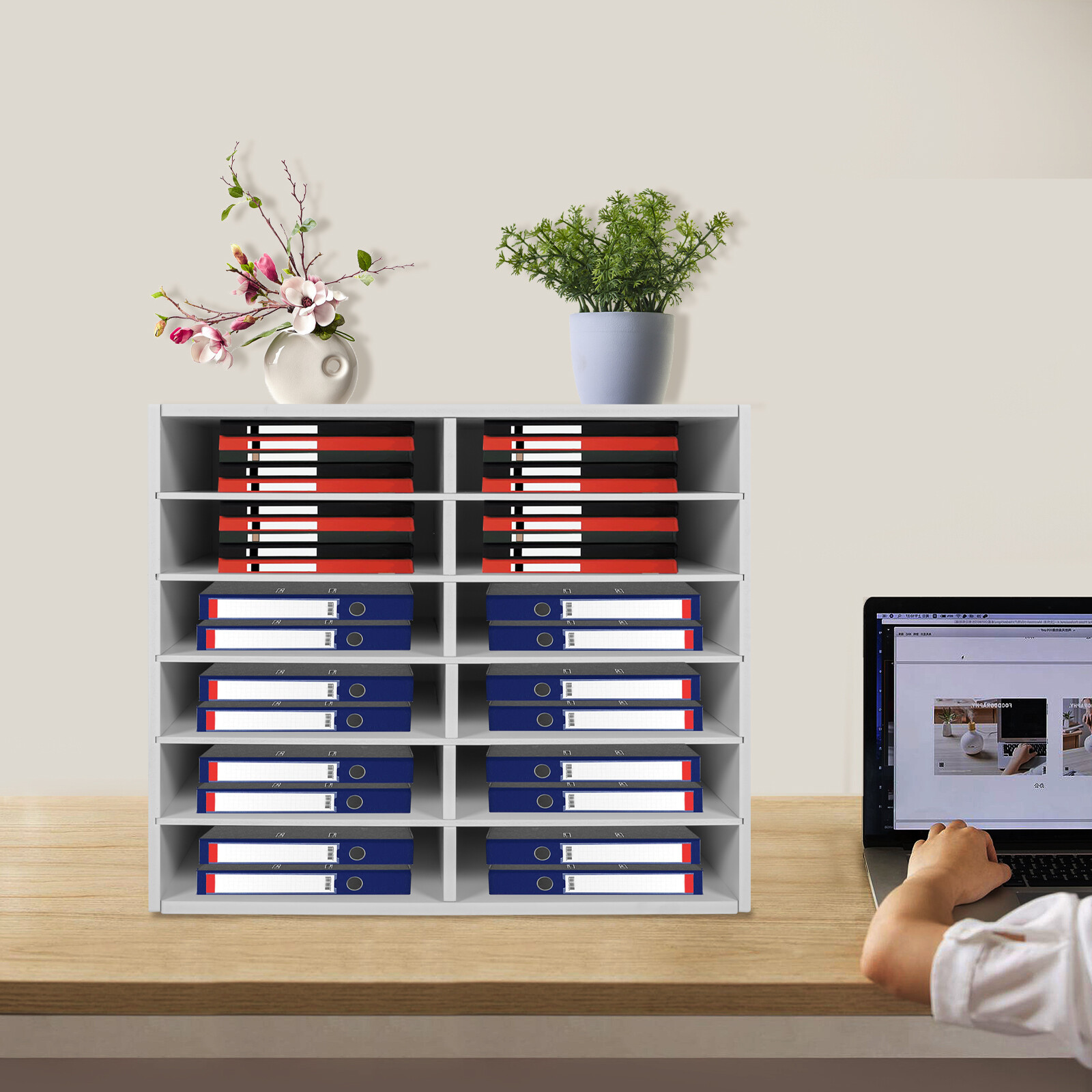 Desktop Literature Organizer File Sorter Paper Storage Holder 12 Compartments