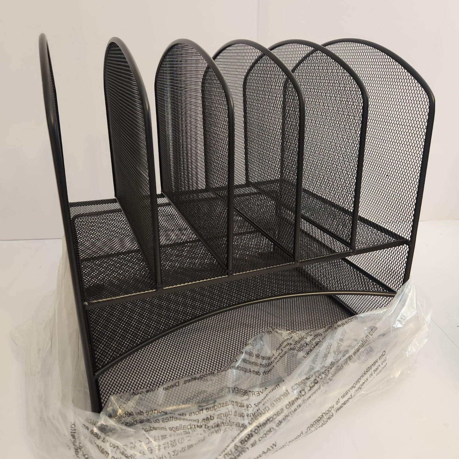 Mesh Office Organizer – 6 File Slots & 2 Paper Trays, AmazonBasics Desktop Rack
