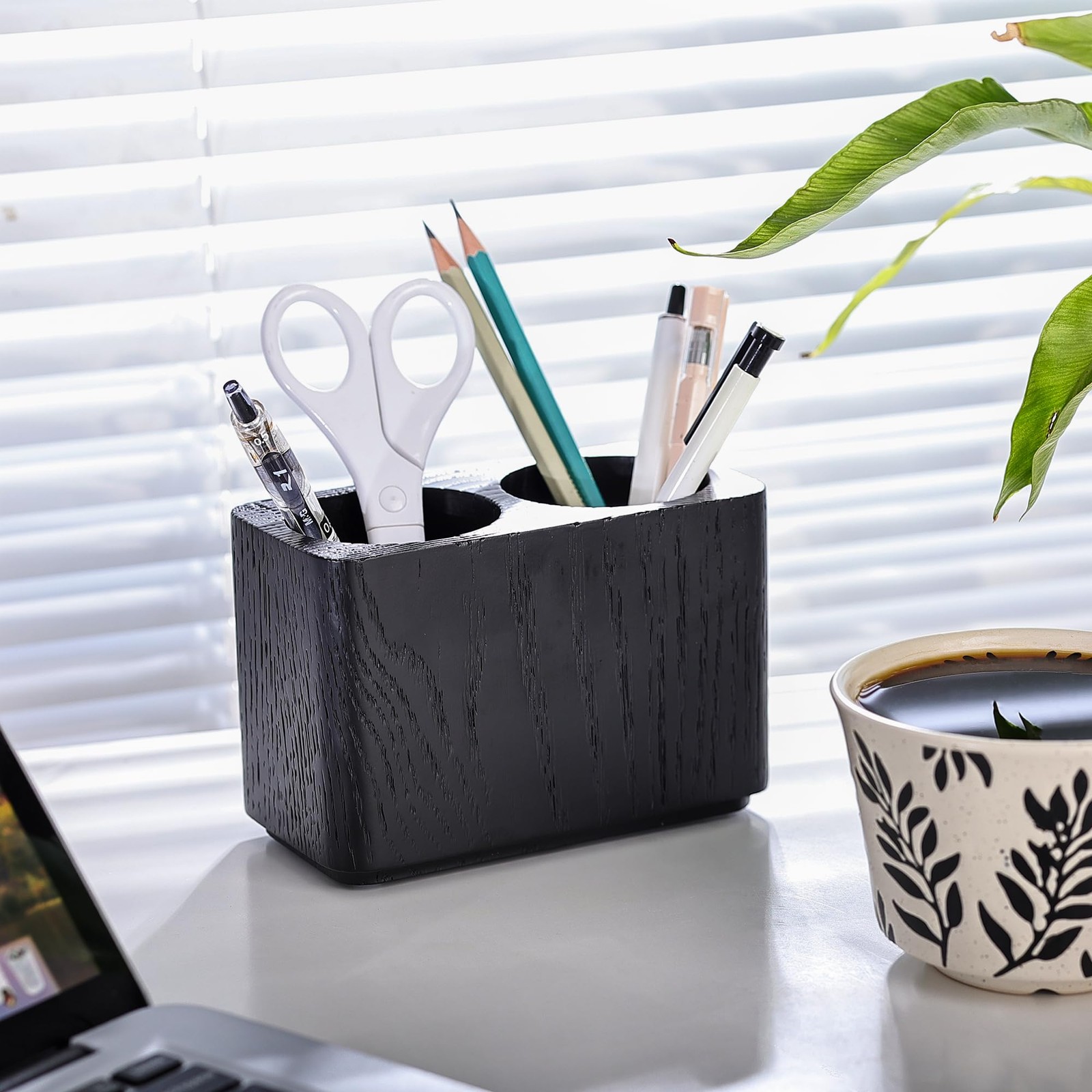 Oak Solid Wood Pen &Pencil Holder for Desk, Office Stationery Organizer, Tabl…