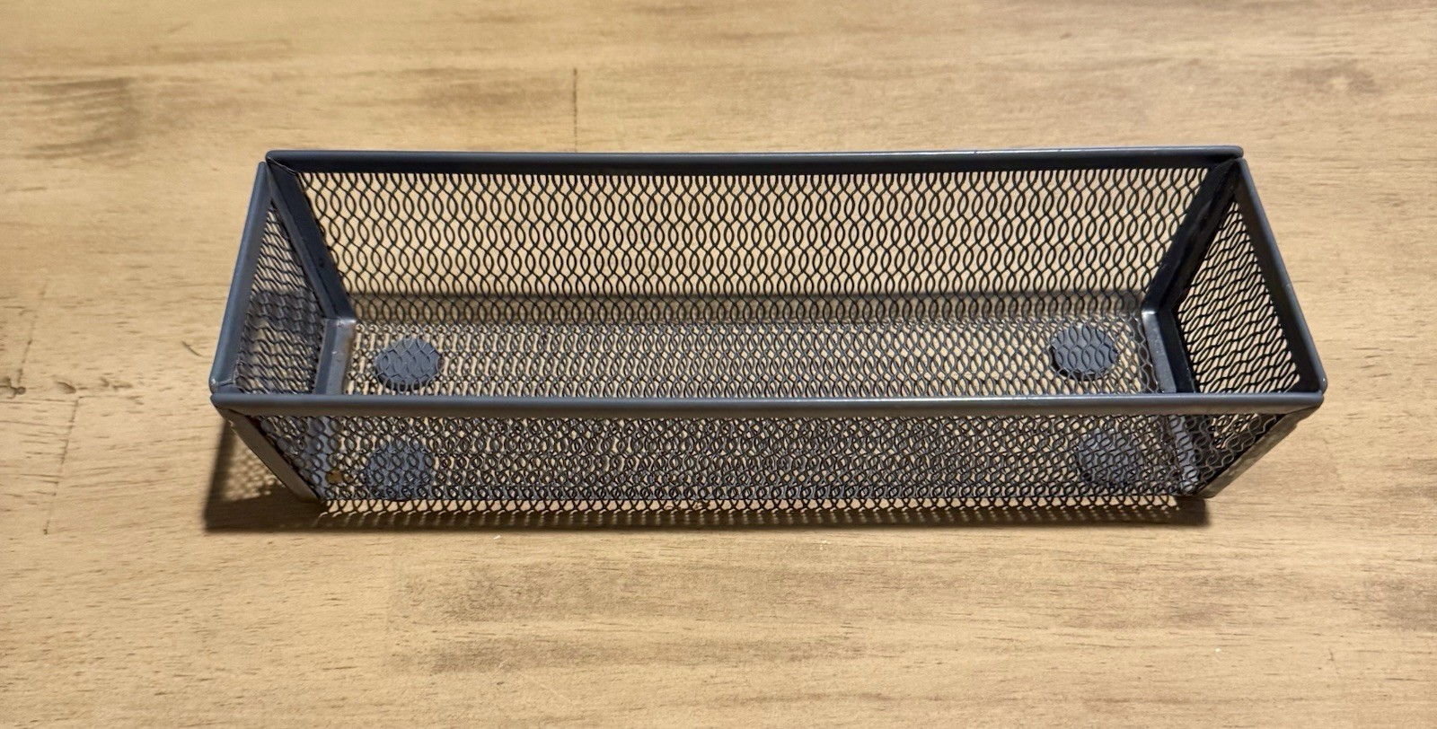 Grey Wire Organization Bins 9x3in With Bottom Pads To Prevent Scratching Gray