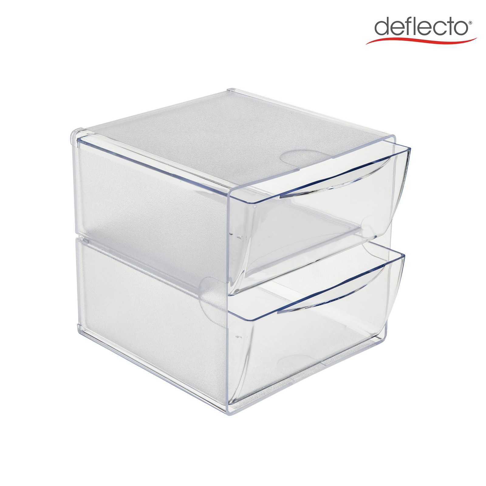 deflecto Two Drawer Cube Organizer, Plastic, 6″W x 6″H x 6″D, Clear