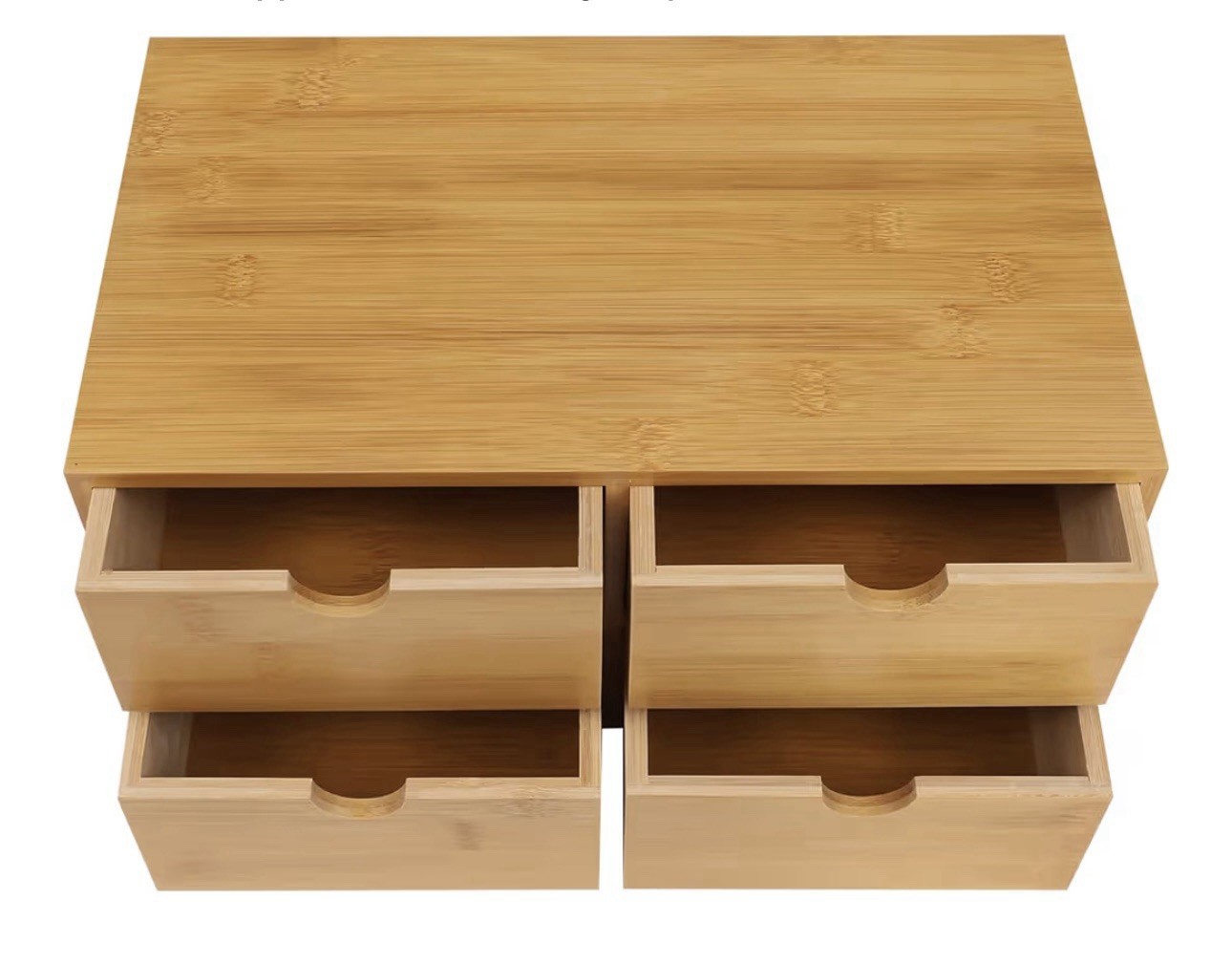 NEW Bamboo Desk Organizer 4 Drawers Tabletop Storage Box