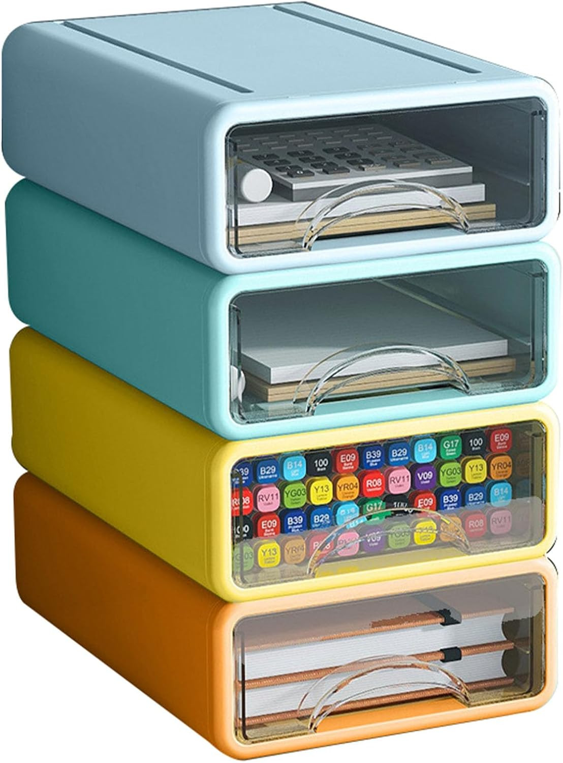 Desk Organizer with Drawers, Stackable Storage Drawers with Compartments Desktop