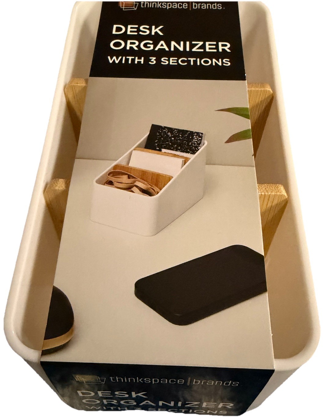 thinkspace brands Desk Organizer with 3 Sections Plastic Desktop Organizer